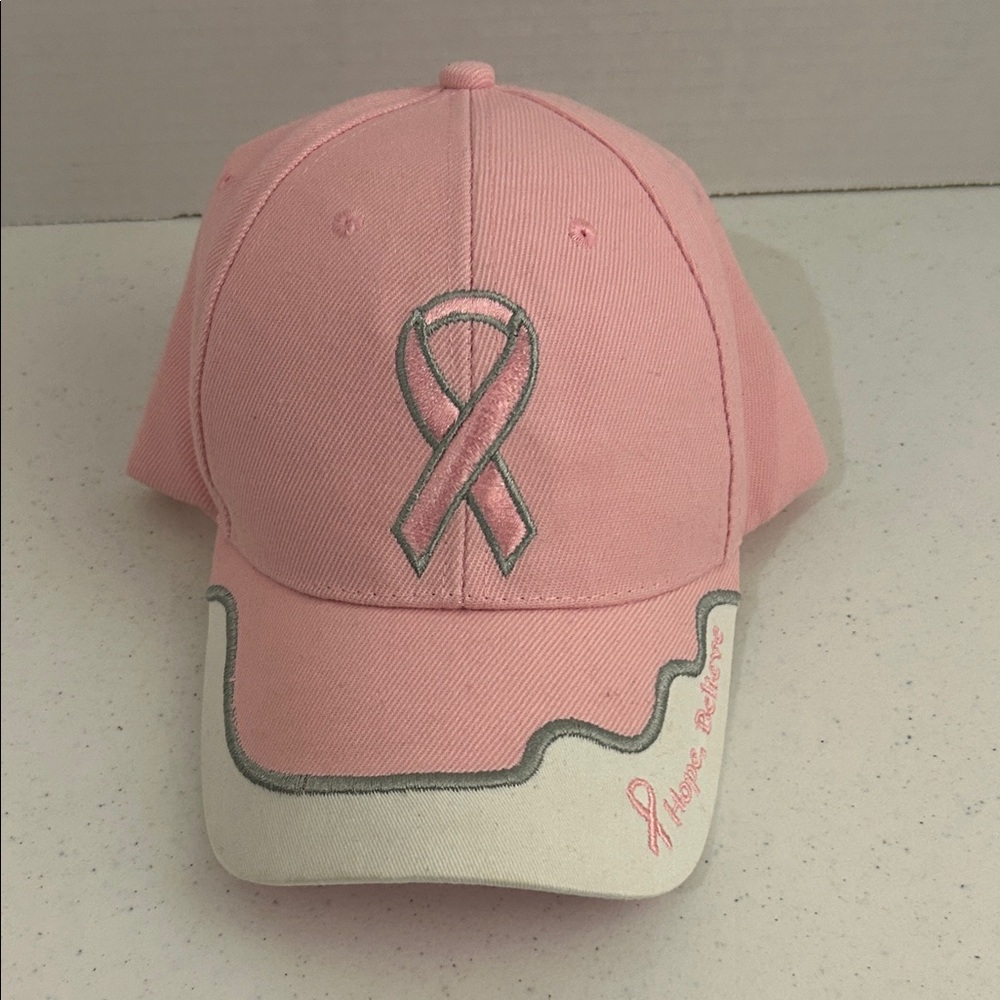 Pink Awareness Ribbon, Hope,Believe ladies hat.